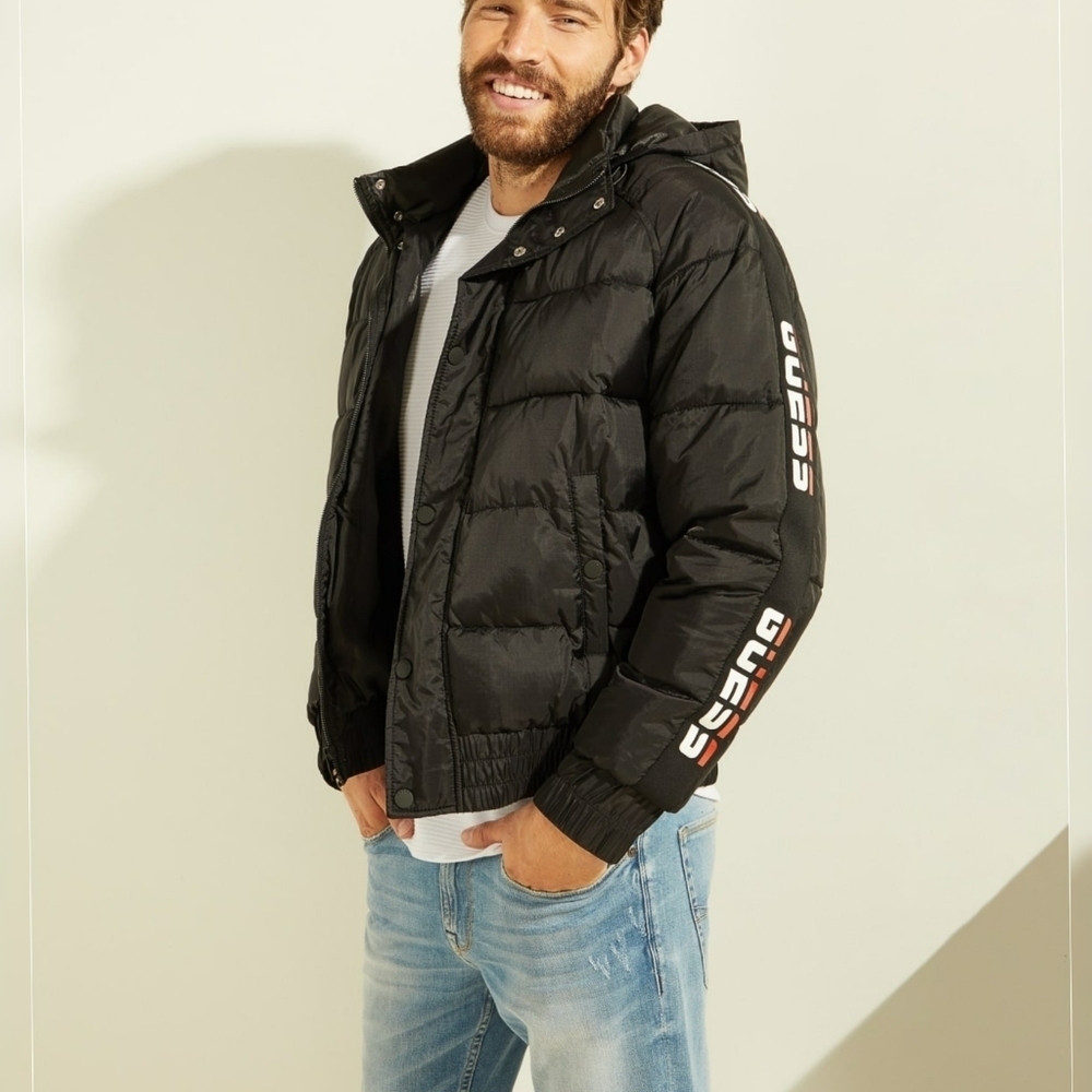 NEW GUESS Wave Sport Puffer Black Jackets